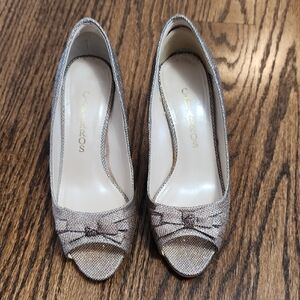 Caparros Women's Silver Peep-Toe Heels